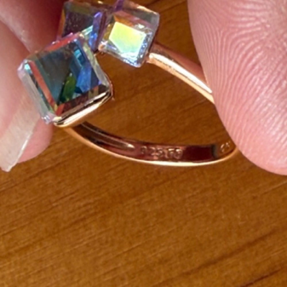 Felicias 925 Silver Iridescent Crystal Ring - Picture 8 of 11